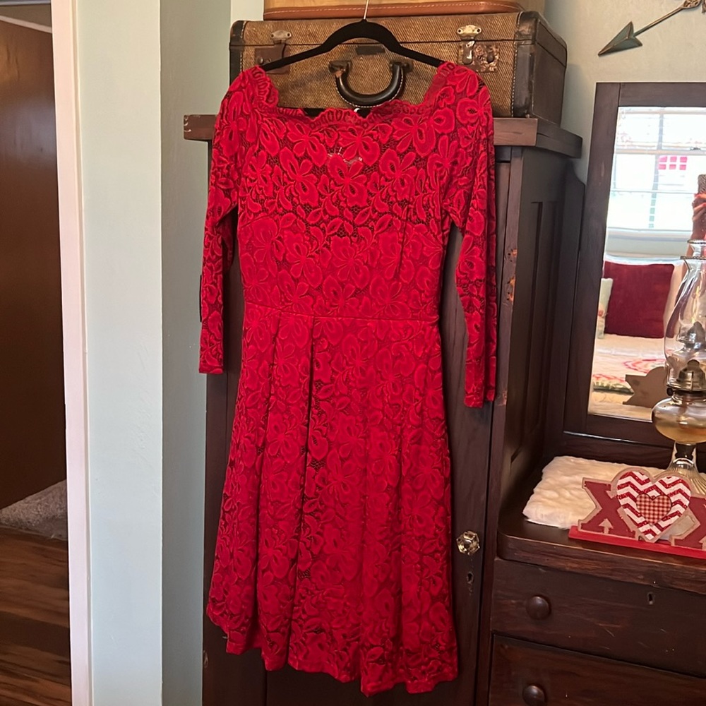 Red Lace Cocktail Dress